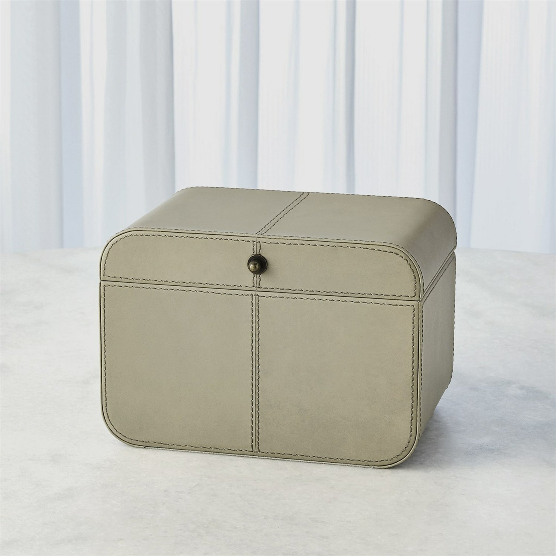 Curved Corner Box by Global Views. Made from mdf, leather, polysuede lining in a eclectic & global style.