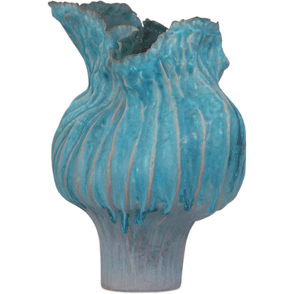 Flying Silk Vase by Currey and Company in blue. Made from porcelain in a eclectic & global style.
