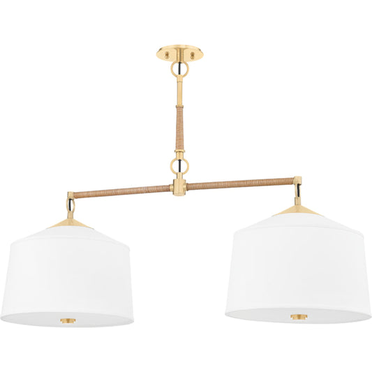 White Plains Linear Pendant by Hudson Valley in aged brass. Made from steel in a transitional style.