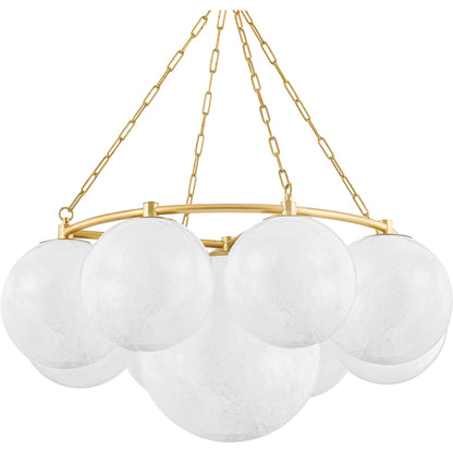 Thornwood 9 Light Chandelier by Hudson Valley in aged brass. Made from steel in a modern style.