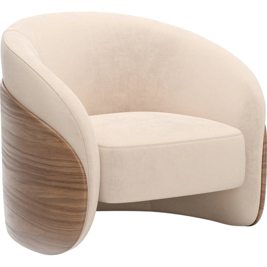Fleur Wood Back Lounge Chair by Caracole in porcini. Made from unique in a transitional style.