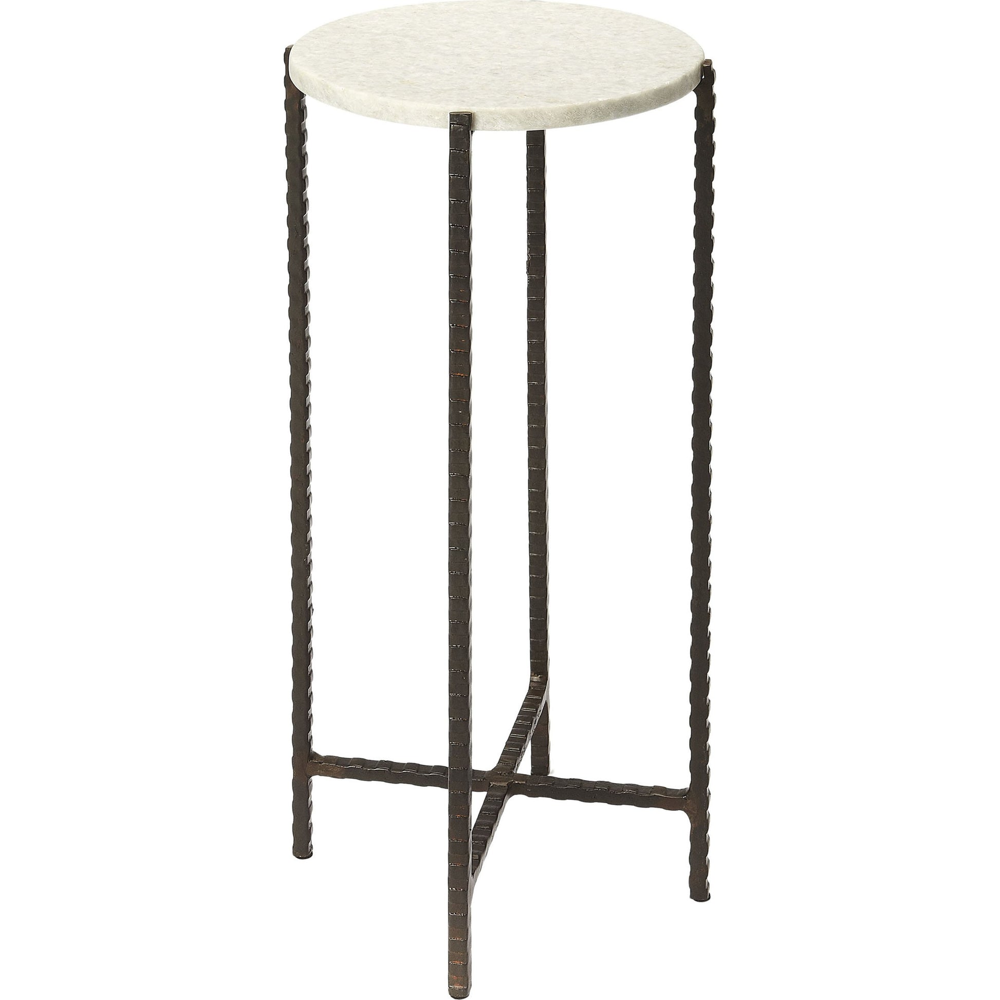 Nigella Round Marble & Metal Accent Table by Butler Specialty Company in multi-color. Made from unique in a eclectic & global style.