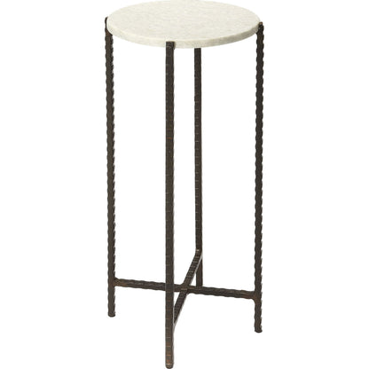 Nigella Round Marble & Metal Accent Table by Butler Specialty Company in multi-color. Made from unique in a eclectic & global style.
