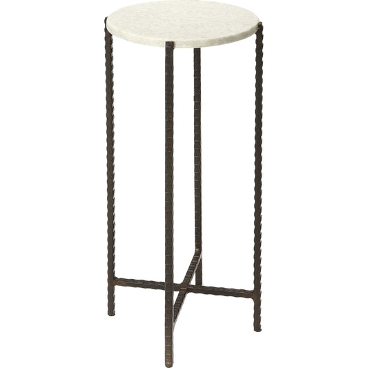 Nigella Round Marble & Metal Accent Table by Butler Specialty Company in multi-color. Made from unique in a eclectic & global style.