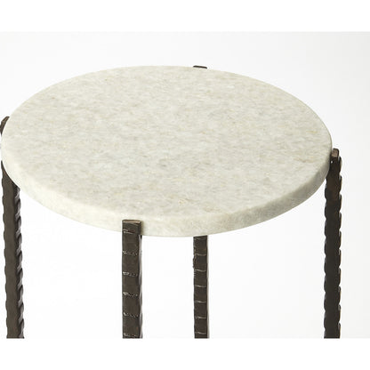 Nigella Round Marble & Metal Accent Table by Butler Specialty Company in multi-color. Made from unique in a eclectic & global style.