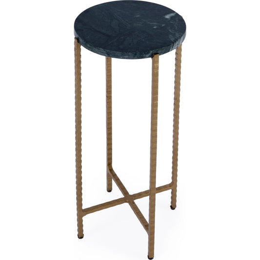 Nigella Round Side Table by Butler Specialty Company in green marble. Made from iron, marble in a modern style.