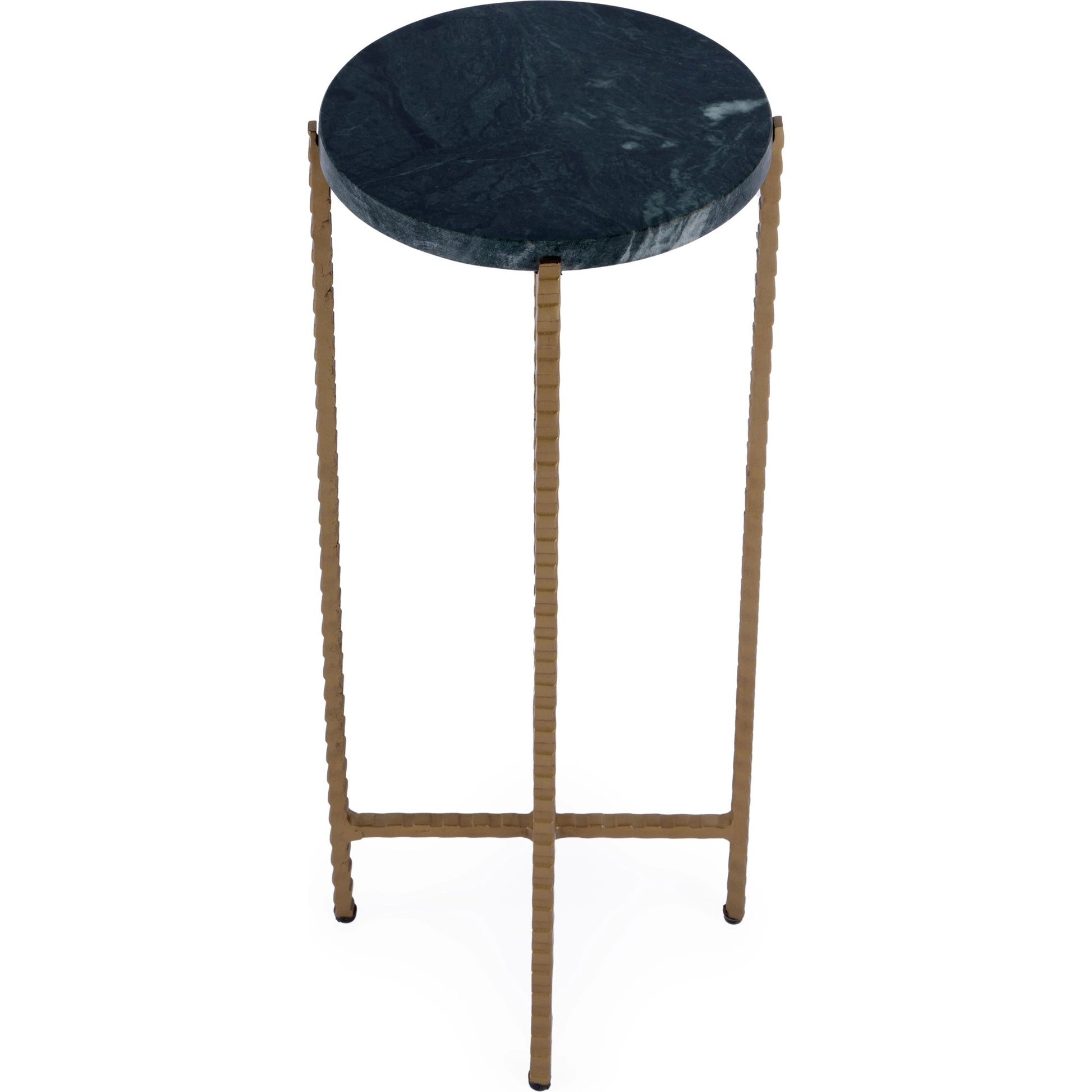 Nigella Round Side Table by Butler Specialty Company in green marble. Made from iron, marble in a modern style.
