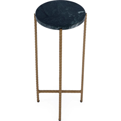 Nigella Round Side Table by Butler Specialty Company in green marble. Made from iron, marble in a modern style.