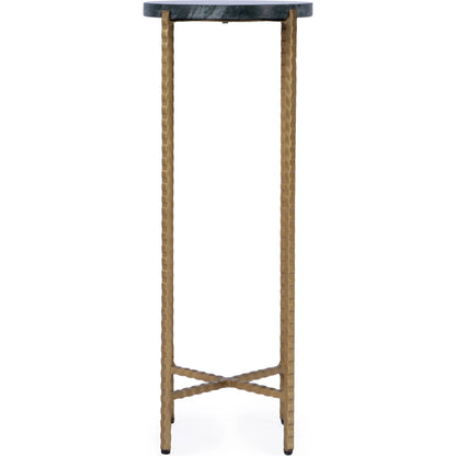 Nigella Round Side Table by Butler Specialty Company in green marble. Made from iron, marble in a modern style.