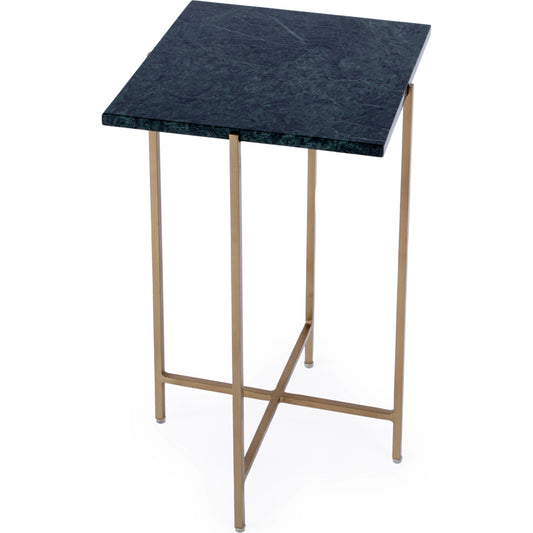 Nigella Square Side Table by Butler Specialty Company in green marble. Made from iron, marble in a modern style.