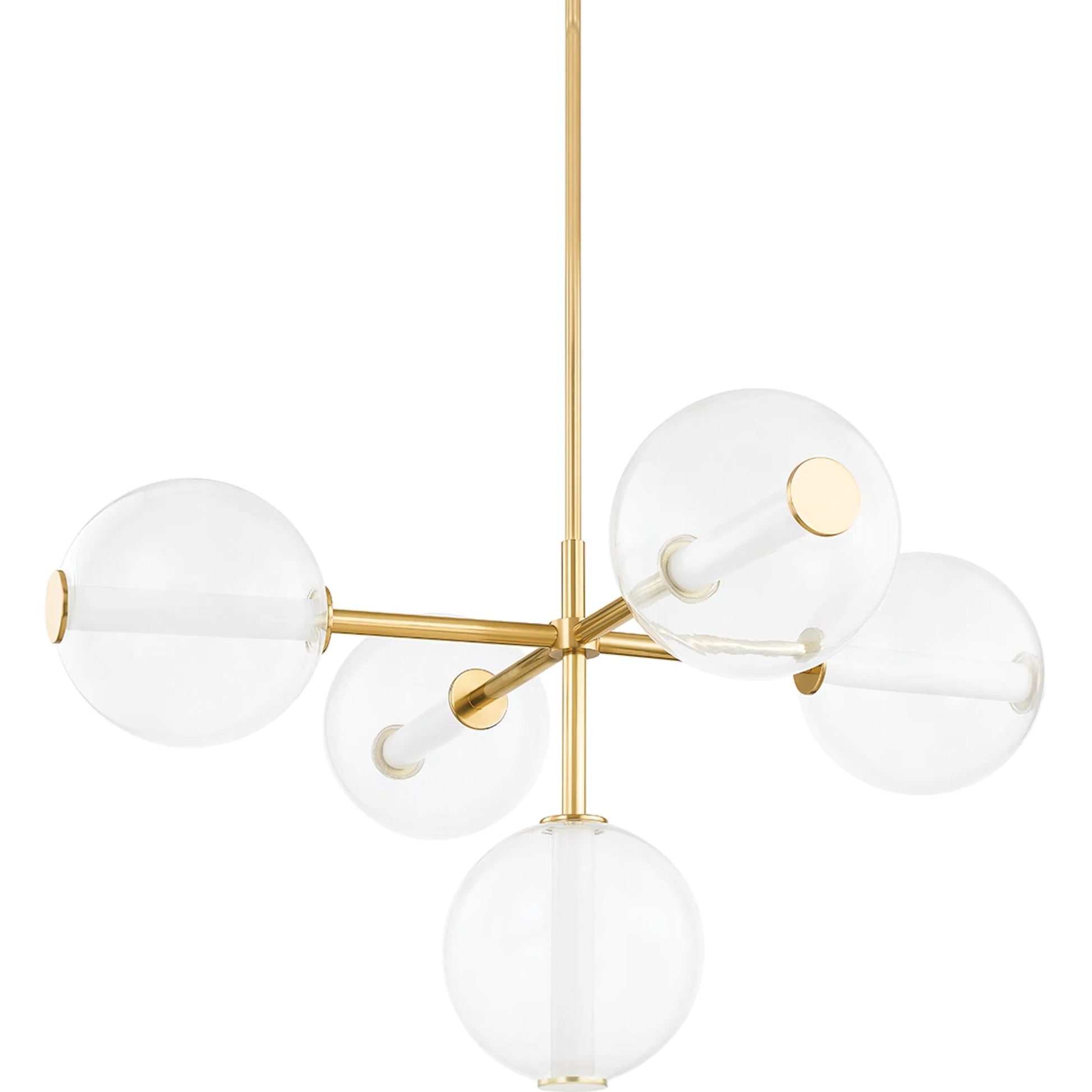 Richford 5 Light Chandelier by Hudson Valley in aged brass. Made from steel in a modern style.