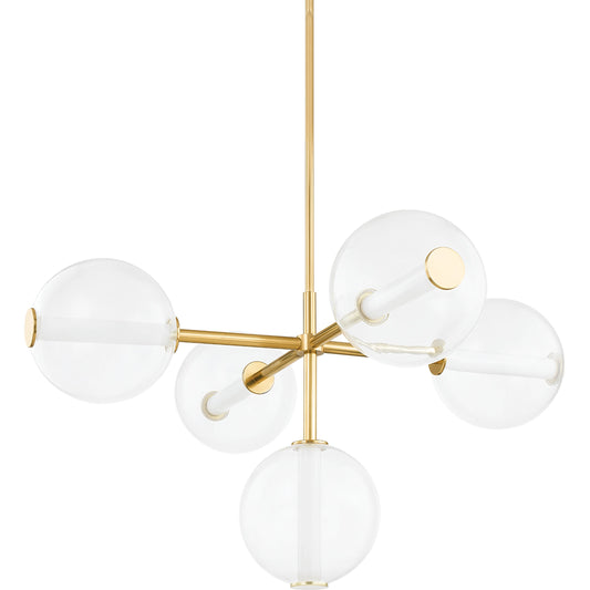 Richford 5 Light Chandelier by Hudson Valley in aged brass. Made from steel in a modern style.