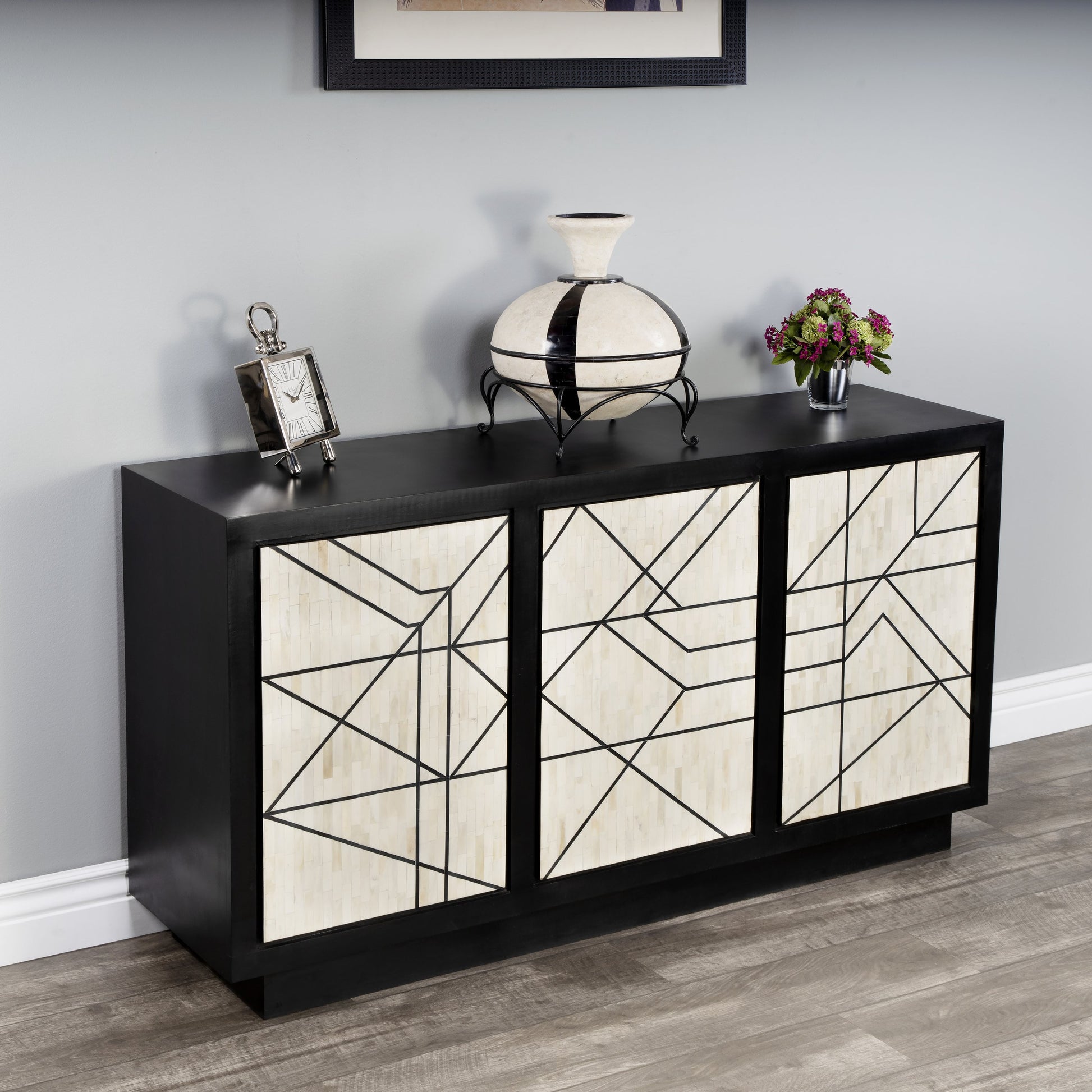 Greta Bone Inlay Sideboard by Butler Specialty Company in assorted and black bone inlay. Made from bone inlay, mdf in a eclectic & global style.