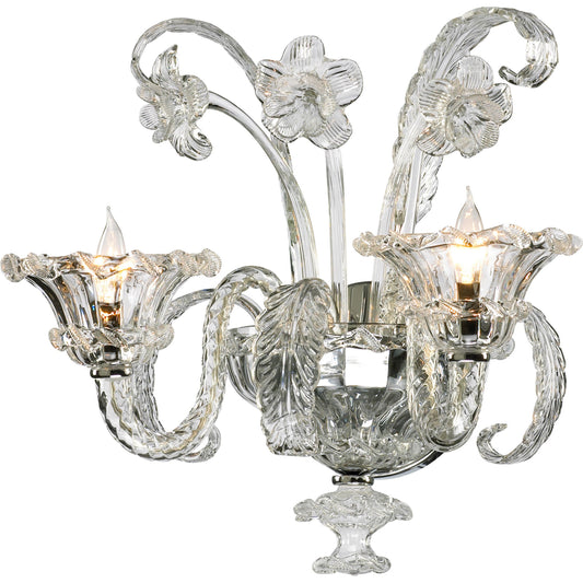 La Scala Wall Bracket by Cyan Design in chrome. Made from iron, murano style clear glass in a traditional style.