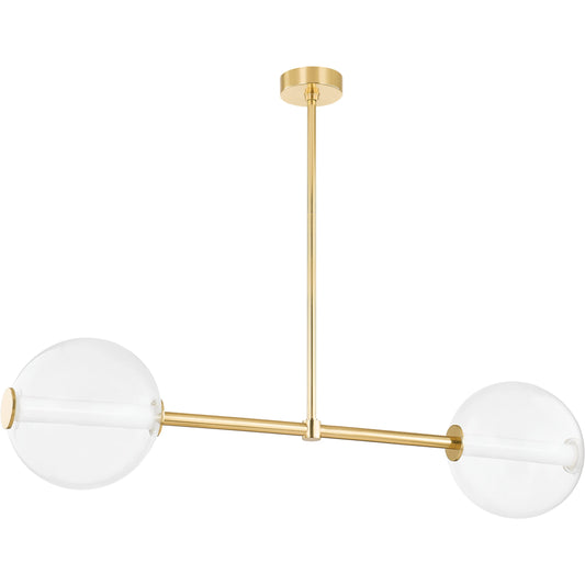 Richford 2 Light Linear Pendant by Hudson Valley in aged brass. Made from steel in a modern style.