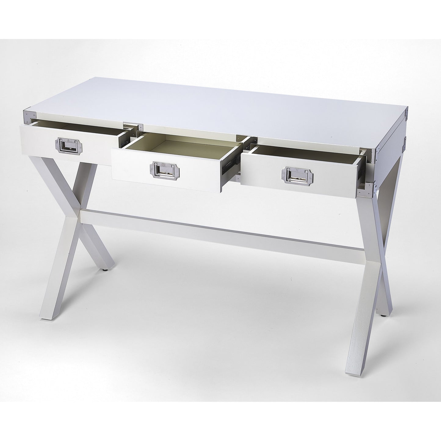 003 S-346147 | Additional Silo | Anew Campaign Desk by Butler Specialty Company in white and white. Made from rubberwood solids, mdf, hardware: silver finished steel in a modern style.