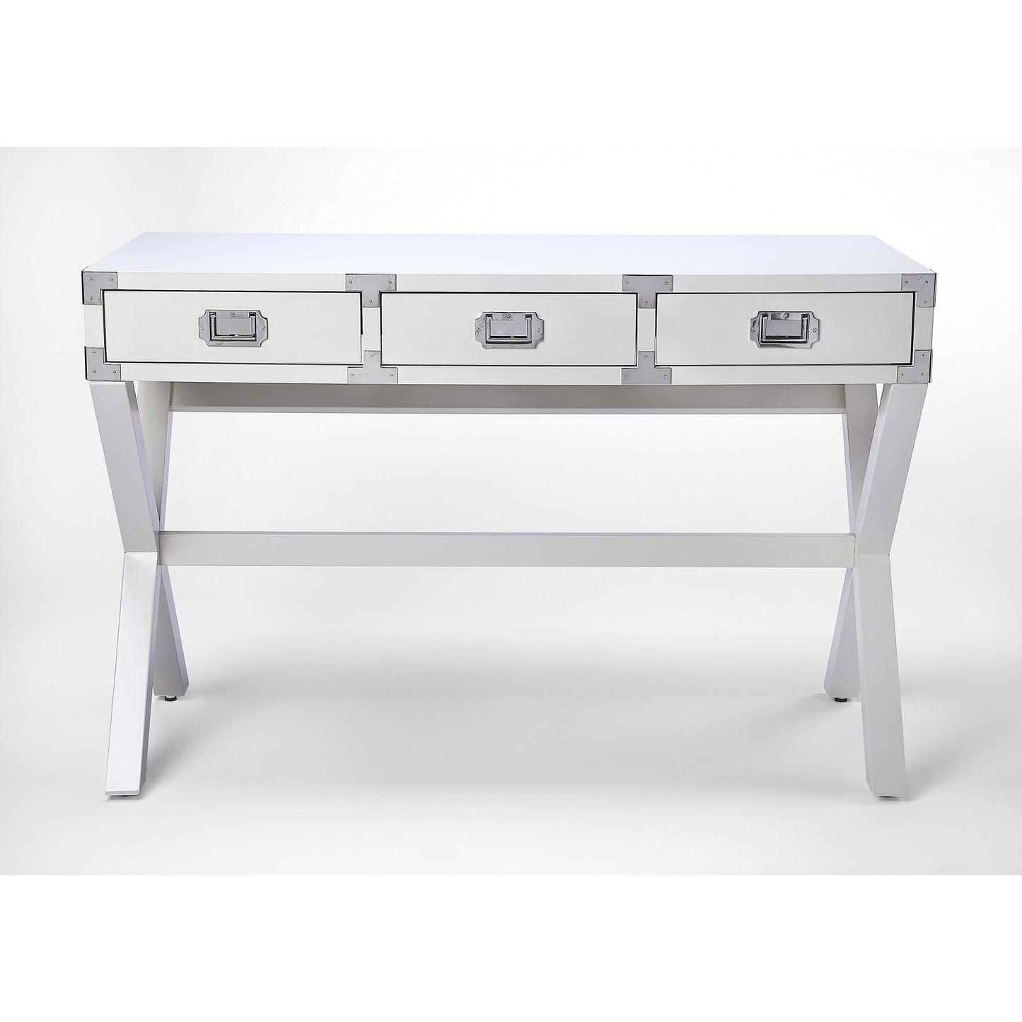 002 S-346147 | Additional Silo | Anew Campaign Desk by Butler Specialty Company in white and white. Made from rubberwood solids, mdf, hardware: silver finished steel in a modern style.