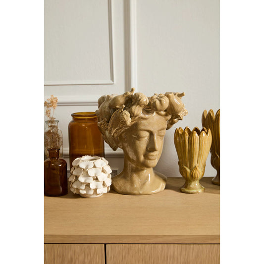 Lady Harvest Vase by Accent Decor in tan. Made from ceramic in a unique style.