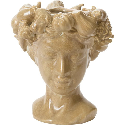Lady Harvest Vase by Accent Decor in tan. Made from ceramic in a unique style.