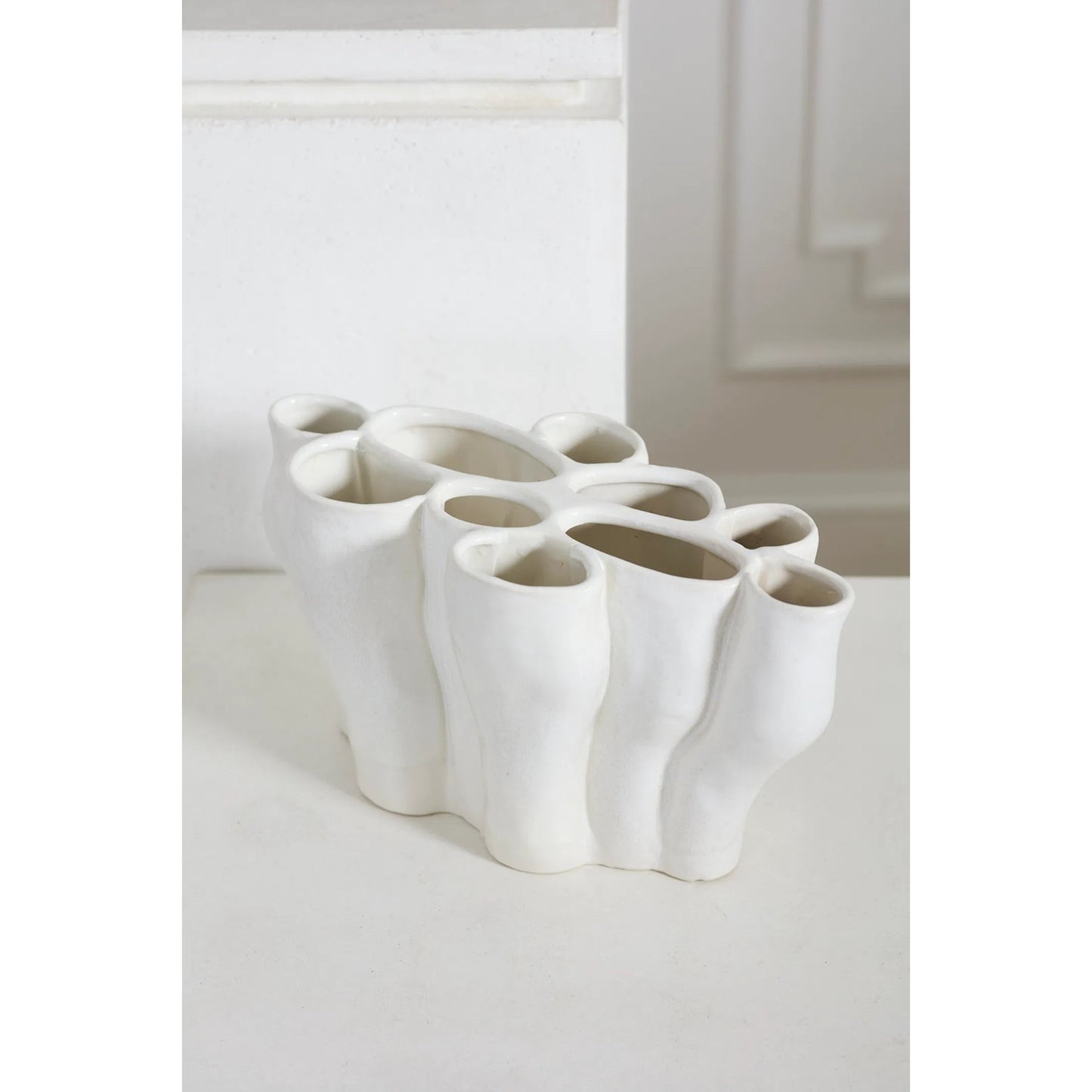 002 SI-2539785 | Lifestyle | Kado Vase by Accent Decor in off, white. Made from ceramic in a unique style.