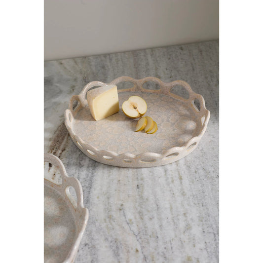 Winslow Tray by Accent Decor in white. Made from ceramic in a unique style.