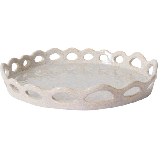Winslow Tray by Accent Decor in white. Made from ceramic in a unique style.