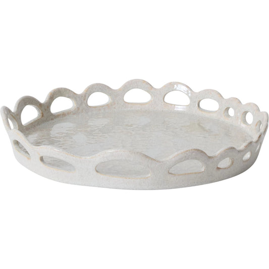 Winslow Tray by Accent Decor in white. Made from ceramic in a unique style.