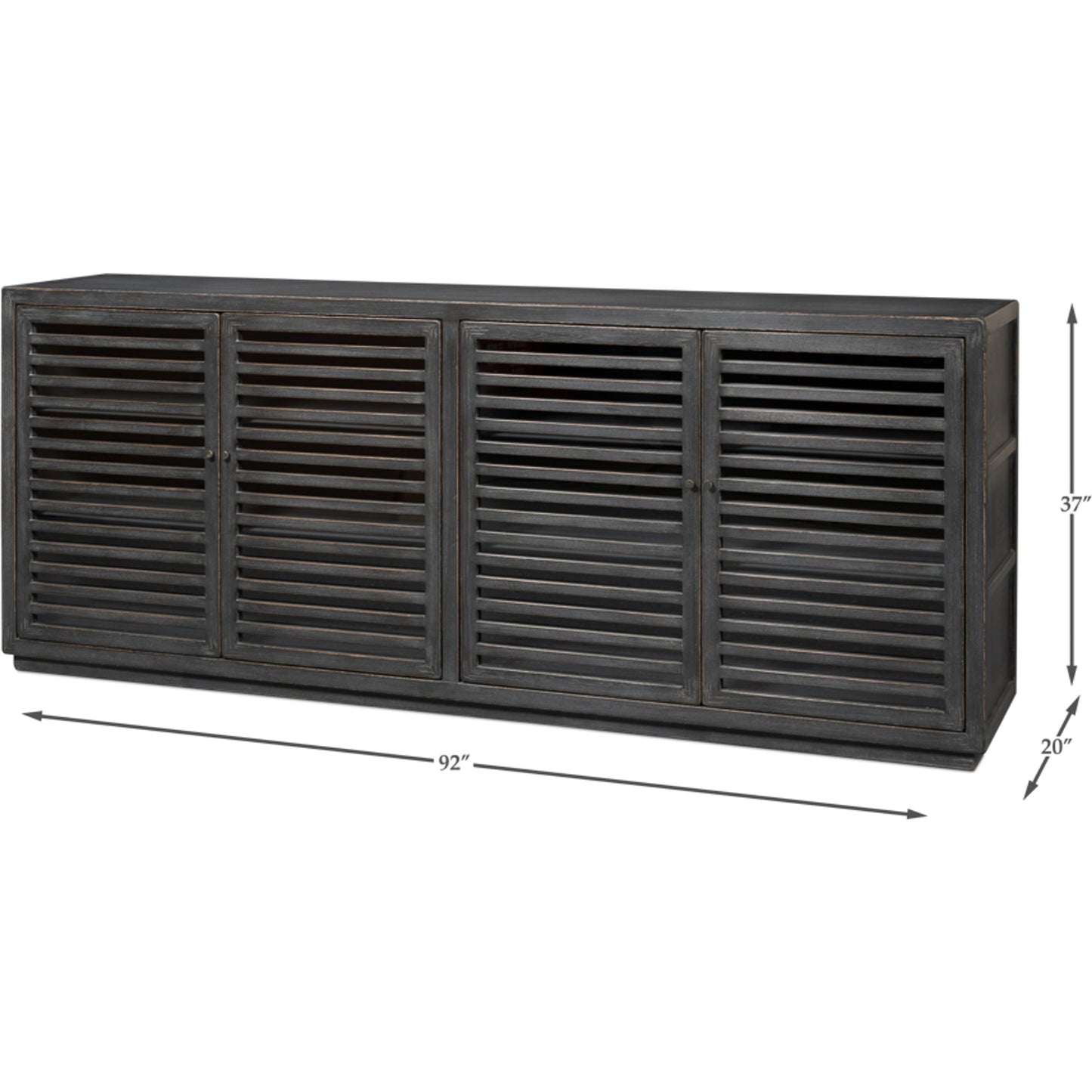 005 SR-858147 | Additional Silo | St Lucia Sideboard by Sarreid Ltd. in black and 4 fixed shelves. Made from pine in a rustic style.