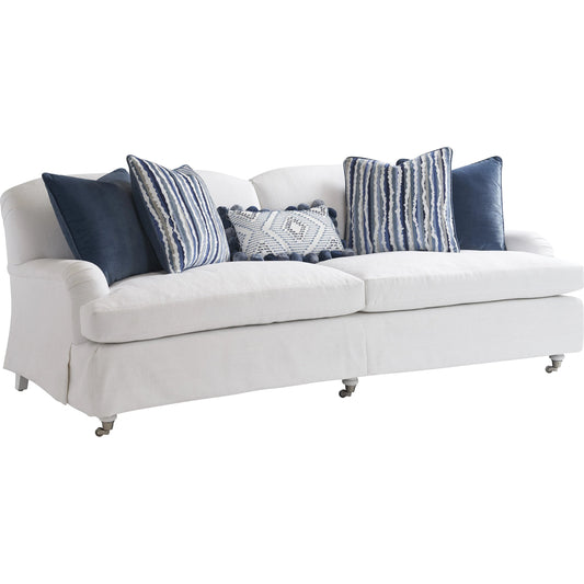 Athos 87" Tight Back Sofa with Pewter Casters by Lexington in milano, blue. Made from unique in a unique style.