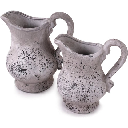 Distressed Grey Wash Pitcher by Zentique in distressed grey wash. Made from terracotta in a cottage & farmhouse style.