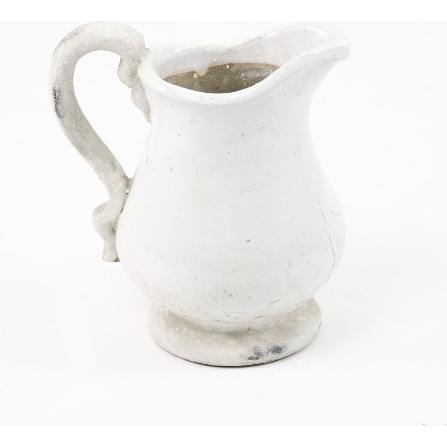 002 S-338077 | Primary Silo | French Country Earthenware Pitcher by Zentique in distressed white and ceramic. Made from ceramic in a cottage & farmhouse style.