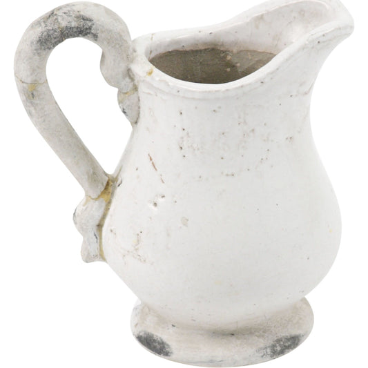 French Country Earthenware Pitcher by Zentique in distressed white and ceramic. Made from ceramic in a cottage & farmhouse style.