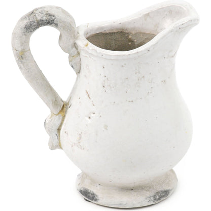 French Country Earthenware Pitcher by Zentique in distressed white and ceramic. Made from ceramic in a cottage & farmhouse style.