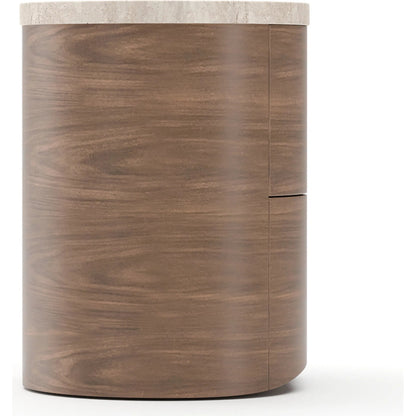 Fleur Nightstand by Caracole in gold and porcini. Made from stone in a transitional style.