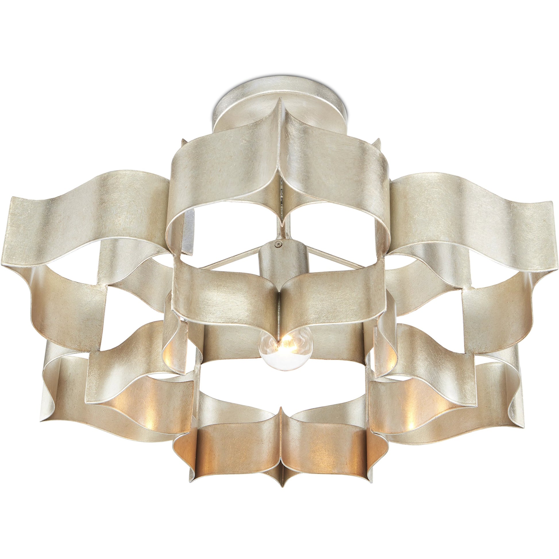 Grand Lotus Pendant/Semi-Flush Mount by Currey and Company. Made from wrought iron in a modern style.