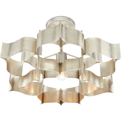 Grand Lotus Pendant/Semi-Flush Mount by Currey and Company. Made from wrought iron in a modern style.
