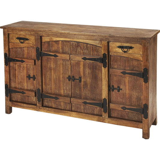 001 S-346243 | Additional Silo | Giddings Rustic Sideboard by Butler Specialty Company in medium brown and mountain lodge. Made from acacia wood solids, black finished iron hardware in a rustic style.