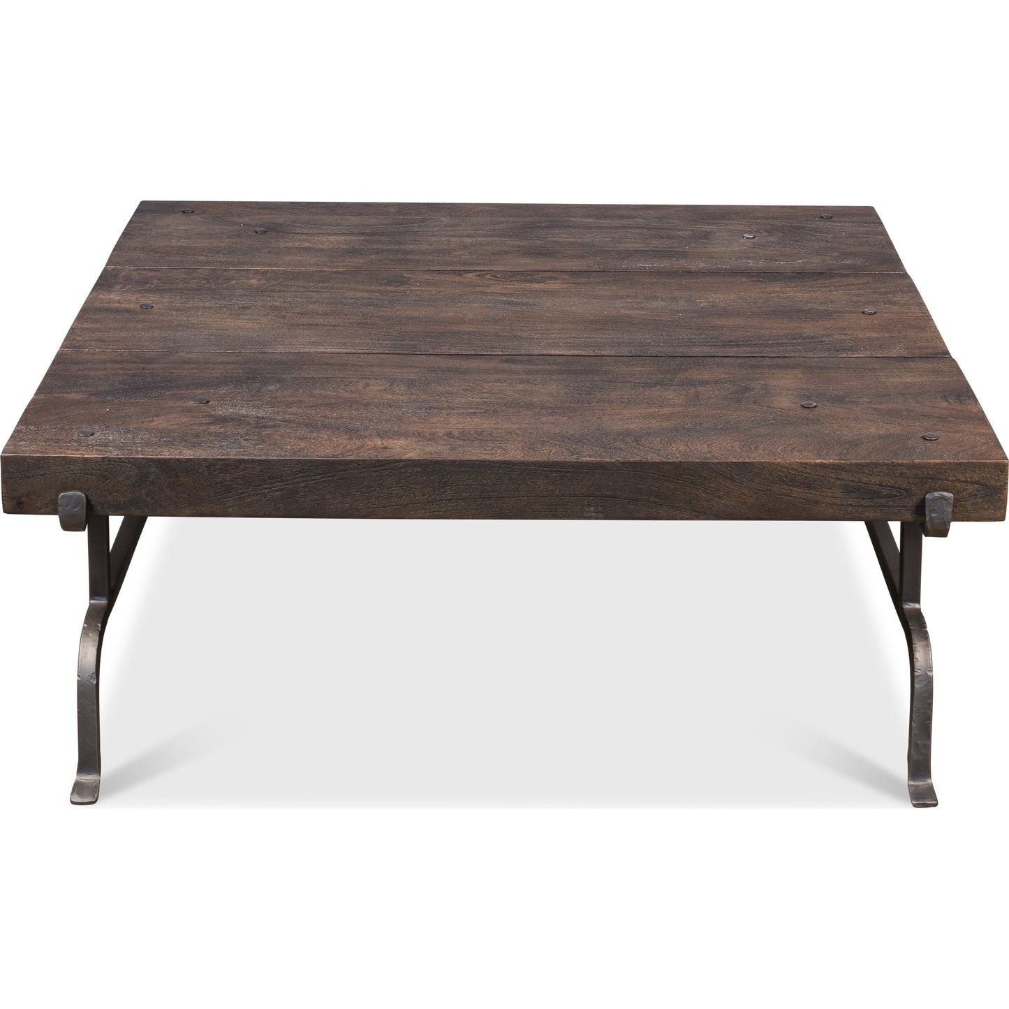003 SR-857469 | Additional Silo | Blayne Square Coffee Table by Sarreid Ltd. in brown and heavy wrought iron base. Made from solid mango wood, iron in a rustic style.