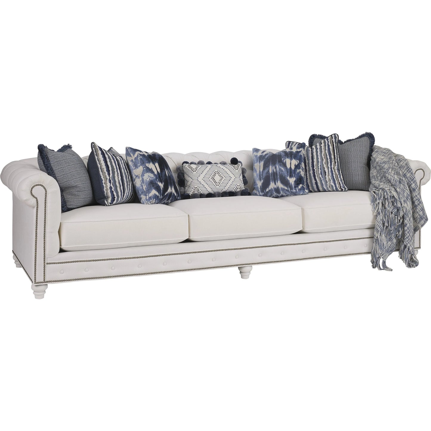 001 SI-2540430 | Primary Silo | Carmen Long Sofa by Barclay Butera in white, ivory and white. Made from mahogany, fabric in a unique style.