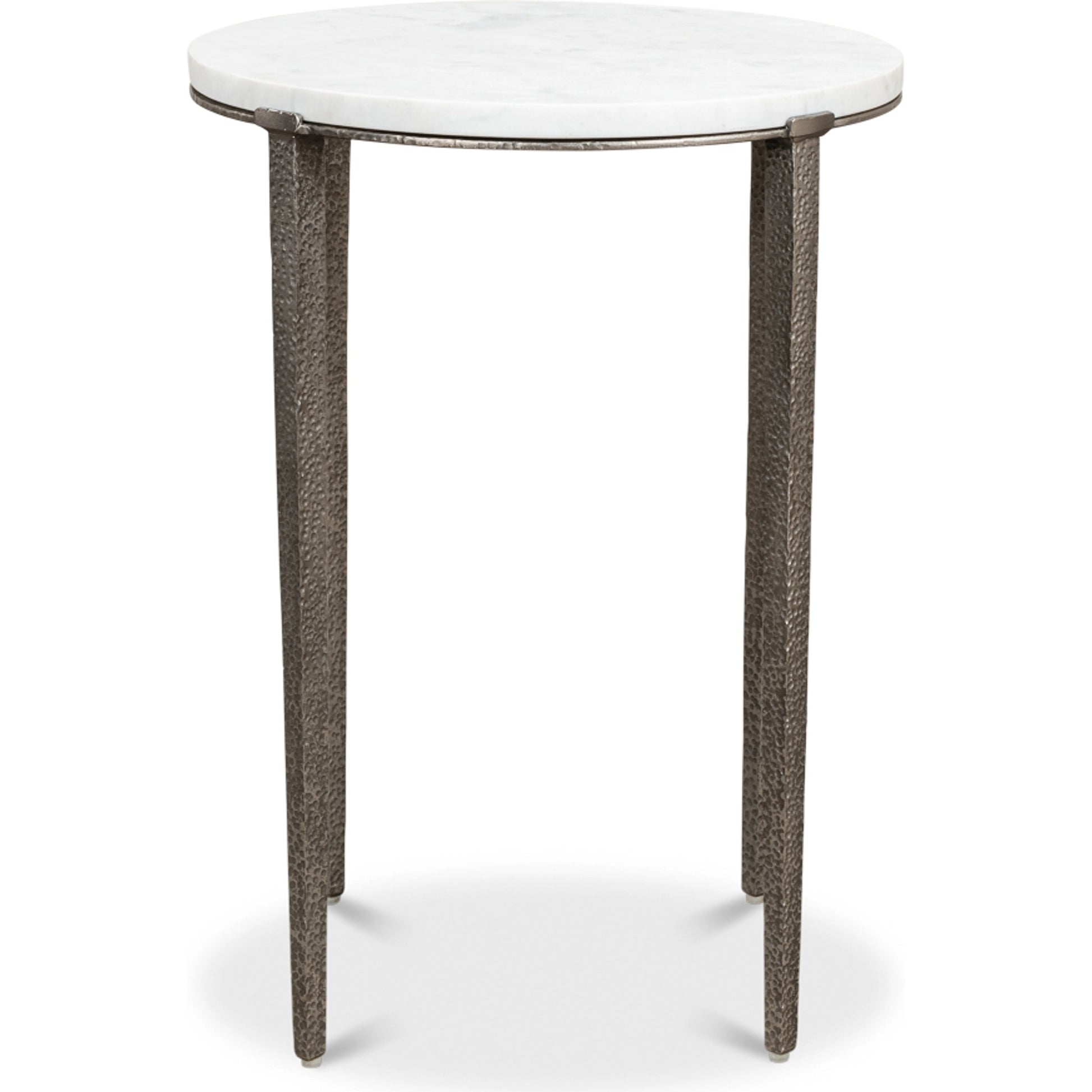 Banswara Round Table by Sarreid Ltd. in white and banswara marble w/lacquer. Made from marble, iron in a modern style.