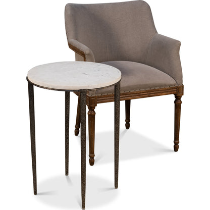Banswara Round Table by Sarreid Ltd. in white and banswara marble w/lacquer. Made from marble, iron in a modern style.