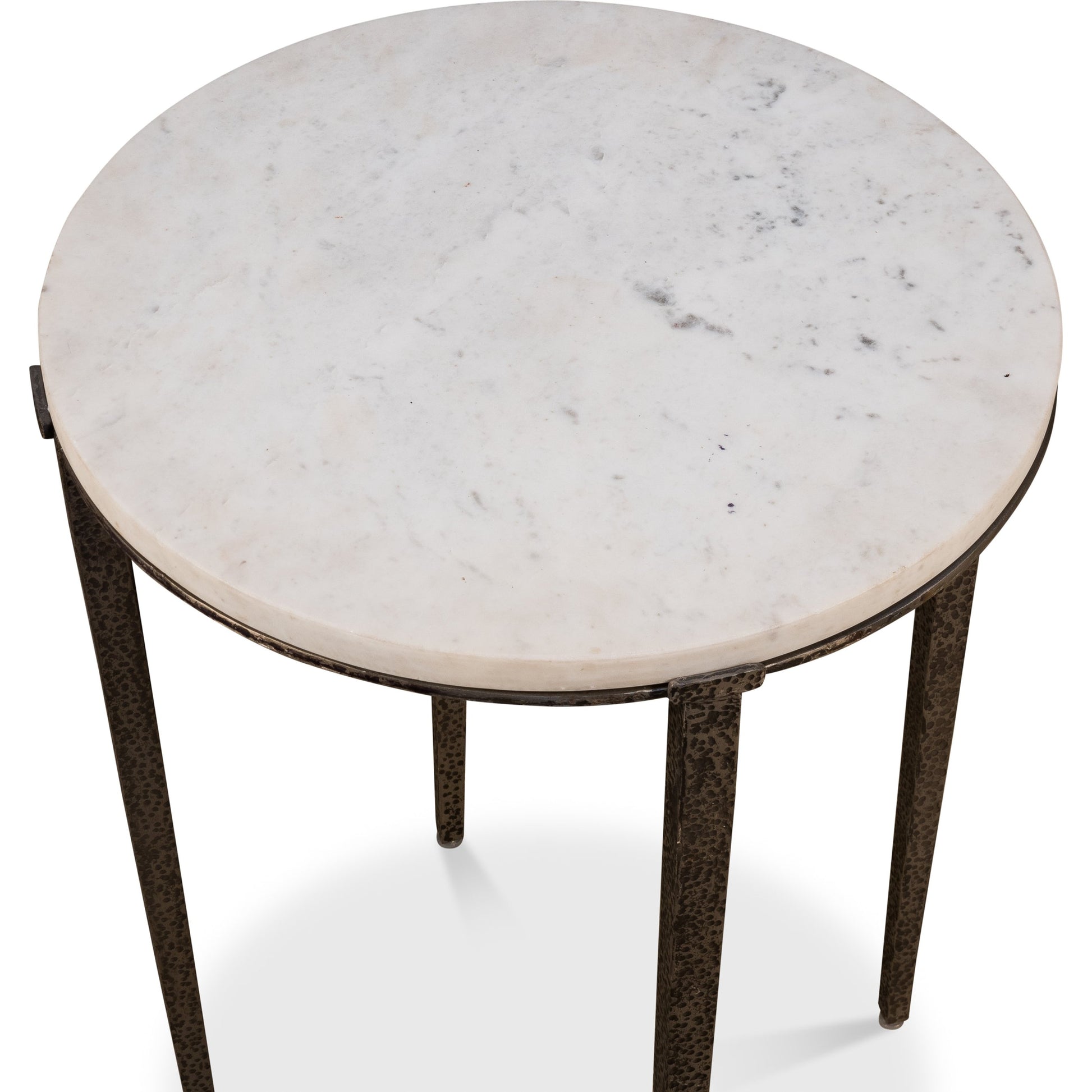 Banswara Round Table by Sarreid Ltd. in white and banswara marble w/lacquer. Made from marble, iron in a modern style.