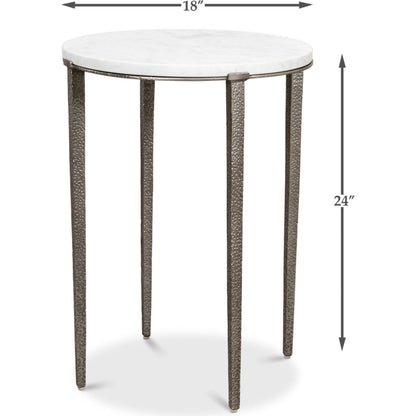 Banswara Round Table by Sarreid Ltd. in white and banswara marble w/lacquer. Made from marble, iron in a modern style.