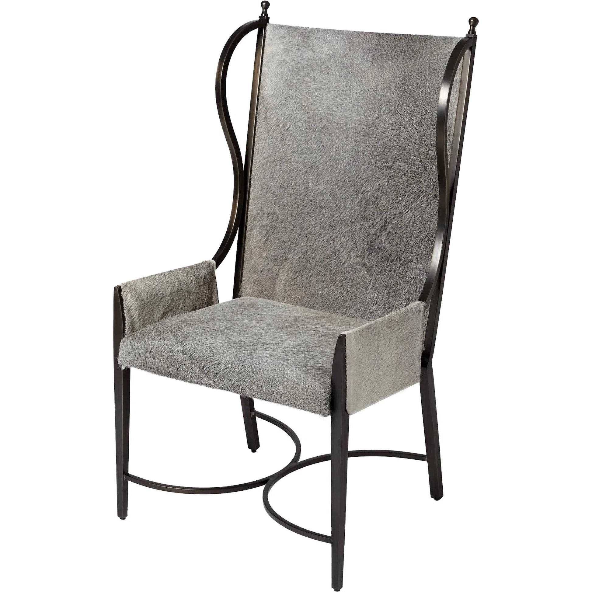 Iron Wing Chair with Grey Hair by Global Views. Made from iron in a modern style.