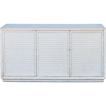 Honeycomb Front Sideboard by Sarreid Ltd. in gray and 3 removable shelves. Made from pine in a transitional style.