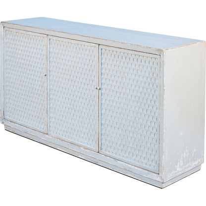 Honeycomb Front Sideboard by Sarreid Ltd. in gray and 3 removable shelves. Made from pine in a transitional style.