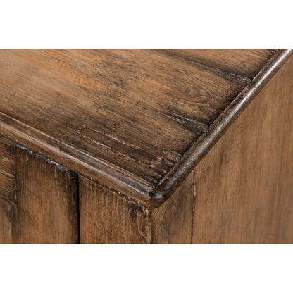 French Country Sideboard by Sarreid Ltd. in tan and 3 doors 3 removable shelves. Made from pine in a rustic style.