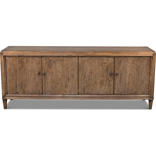 Deco Wall Sideboard by Sarreid Ltd. in brown and 4 doors 2 removable shelves. Made from solid elm wood in a cottage & farmhouse style.