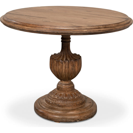 Renaissance Pedestal Dining Table by Sarreid Ltd. in natural. Made from pine in a rustic style.