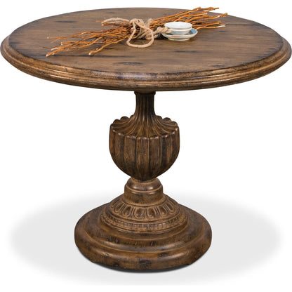 Renaissance Pedestal Dining Table by Sarreid Ltd. in natural. Made from pine in a rustic style.